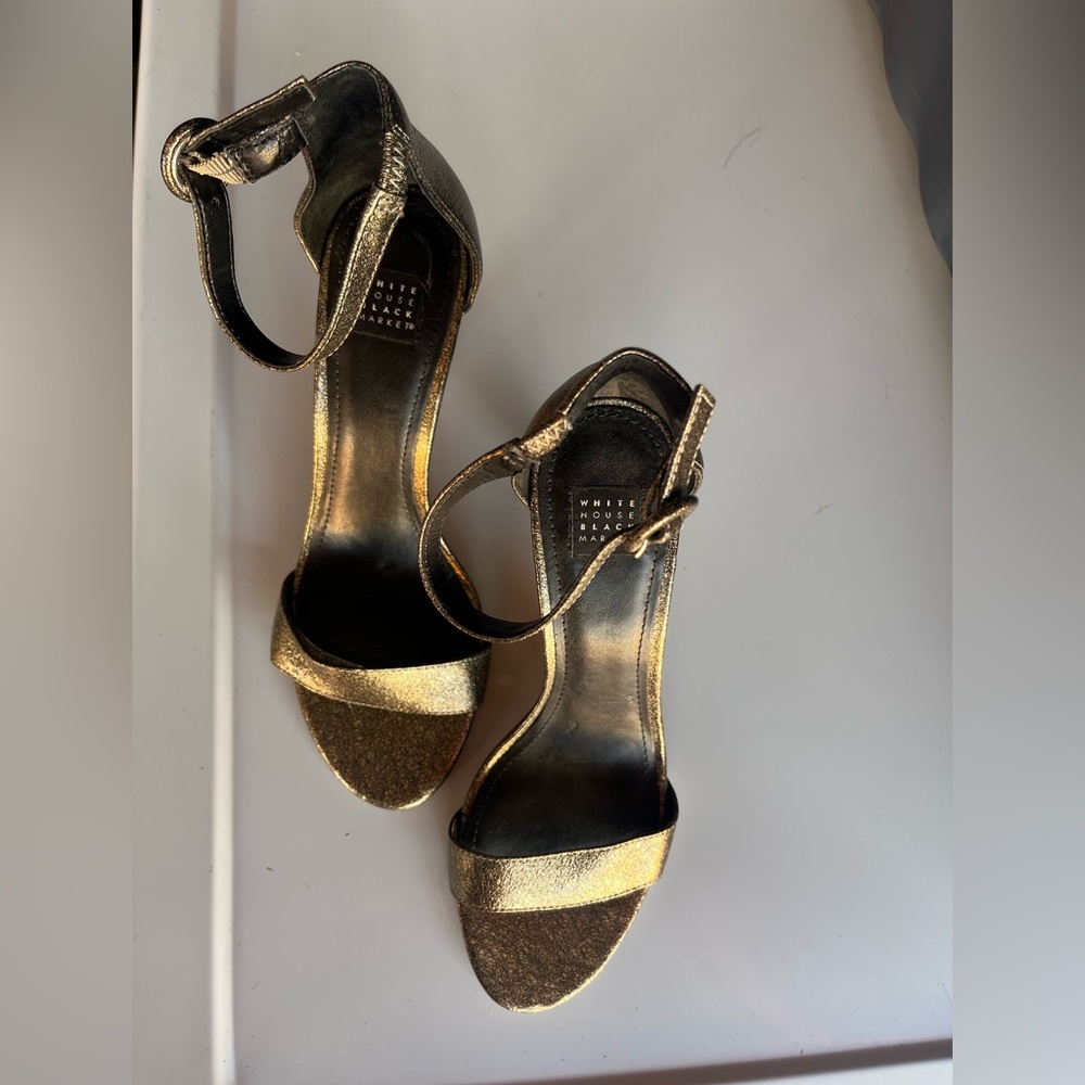 White House Black Market Metallic Gold Heels